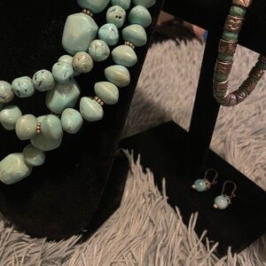 Turquoise Beaded Necklace and Earring Set